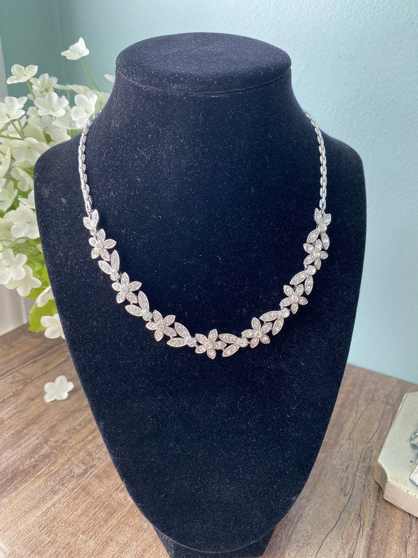 Midcentury Rhinestone Necklace signed ORA at Duckwells
