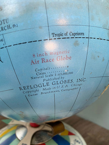 Midcentury Tin Desk Globe - Magnetic Metal Toy at Duckwells