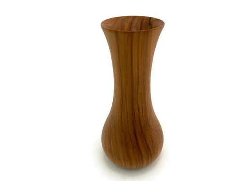 Midcentury turned Olive Wood Vase, signed Oliv Art Lucca at Duckwells