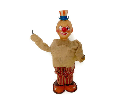 Midcentury Wind Up Toy Clown by T.N Nomura Made in Japan at Duckwells
