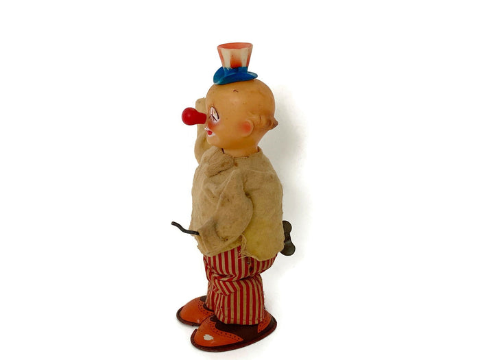 Midcentury Wind Up Toy Clown by T.N Nomura Made in Japan at Duckwells