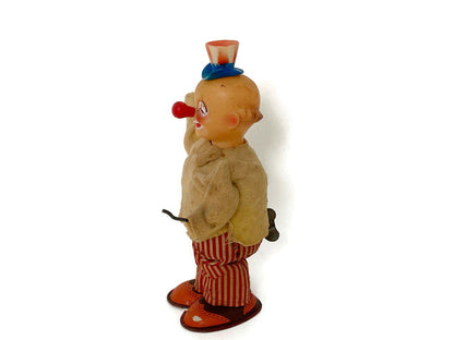 Midcentury Wind Up Toy Clown by T.N Nomura Made in Japan at Duckwells