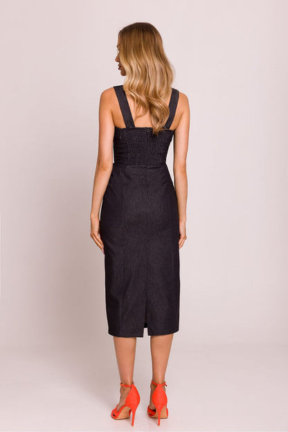 Midi Elegant Pencil Dress With Back Slit - Dresses