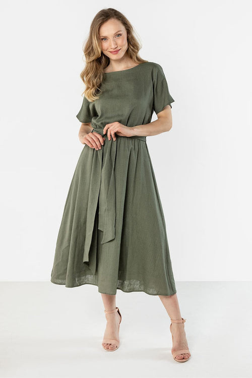 Midi Flared Bottom Dress - Stylish and Versatile green - Dresses