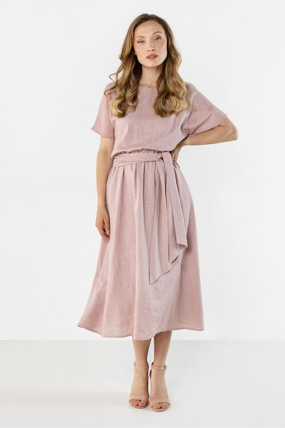 Midi Flared Bottom Dress - Stylish and Versatile pink - Dresses