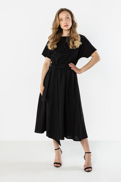 Midi Flared Bottom Dress - Stylish and Versatile black - Dresses