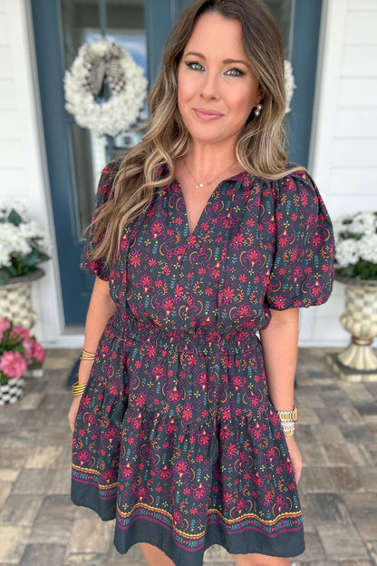 Midnight Bloom Mini Dress