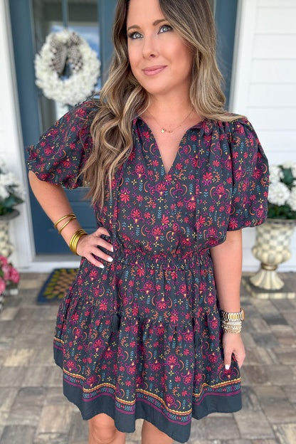 Midnight Bloom Mini Dress