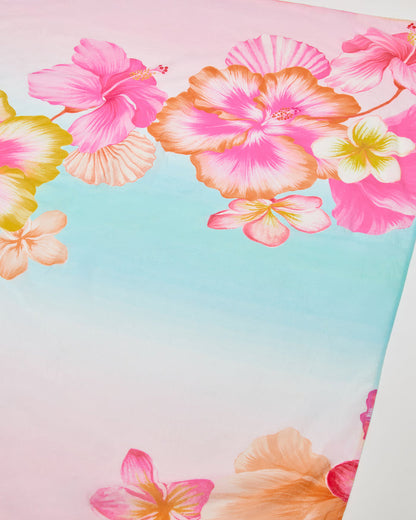 LSPACE Mika Sarong in Hibiscus And Plumeria Oh My print, off-model flat lay.