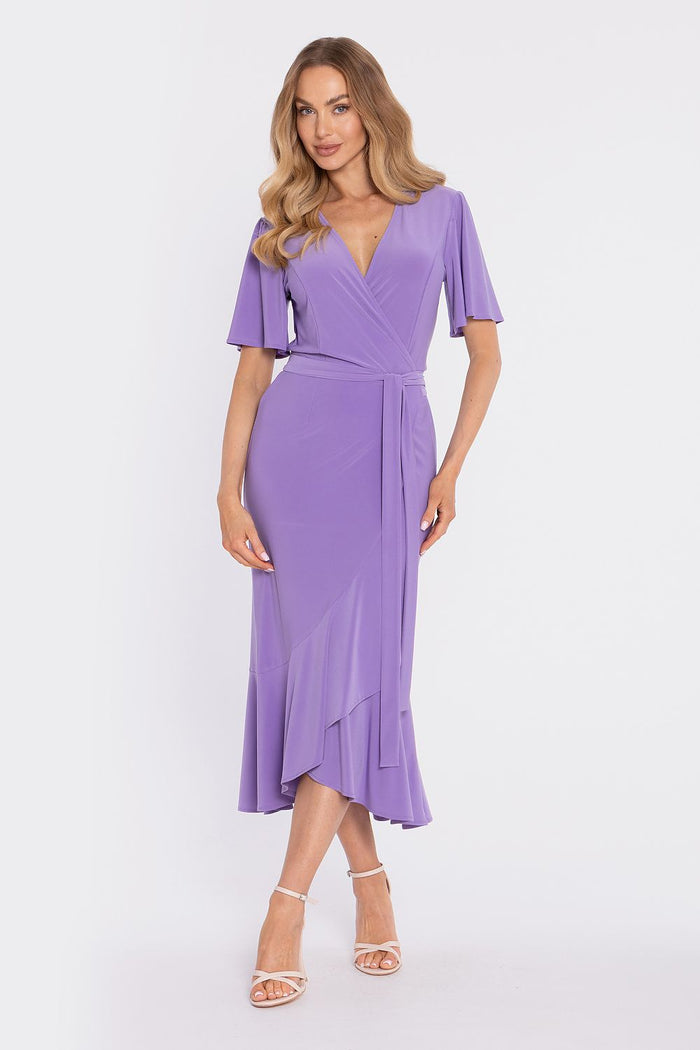 Moe Midi Daydress with Flattering Wrap Design violet - Dresses
