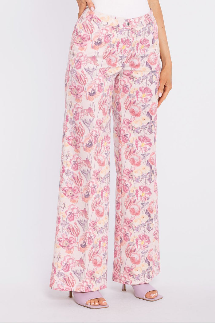 Moe Women Trousers Wide Leg Floral Print - Lua Boutique multicolor - Trousers