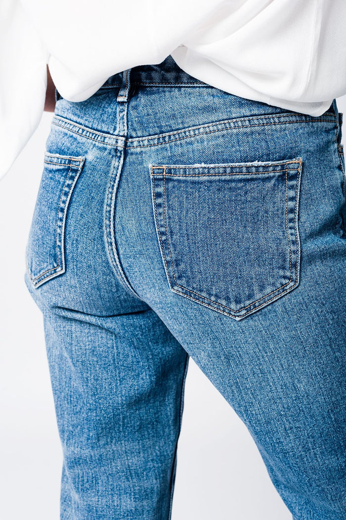Mom jeans with embroidered stars - Denim