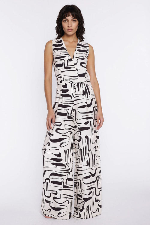 Monochrome Abstract Wide-Leg Jumpsuit multicolor - Jumpsuits