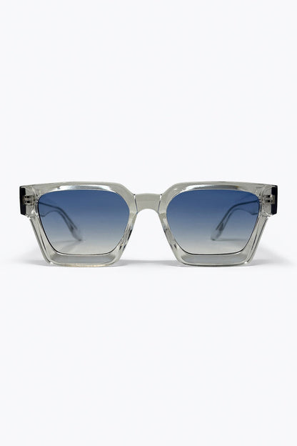 Multicolor Transparent Frame Blue Gradient Square Sunglasses