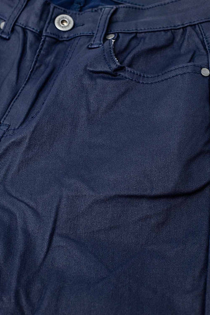 Navy Faux Leather Super Skinny Pants - trousers