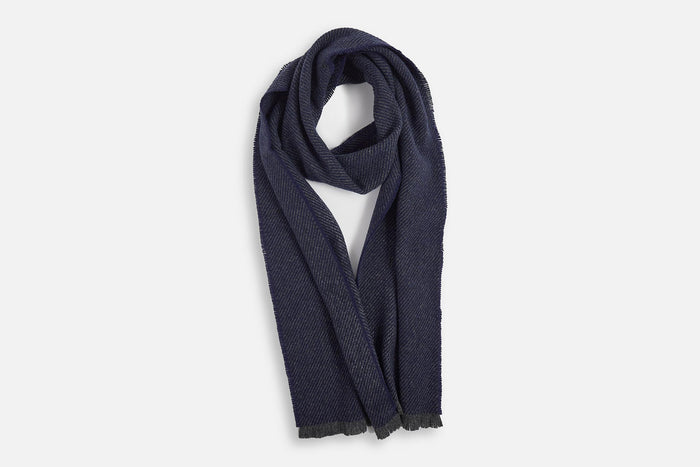 Navy Grange Lambswool Scarf - Cushendale Woollen Mills