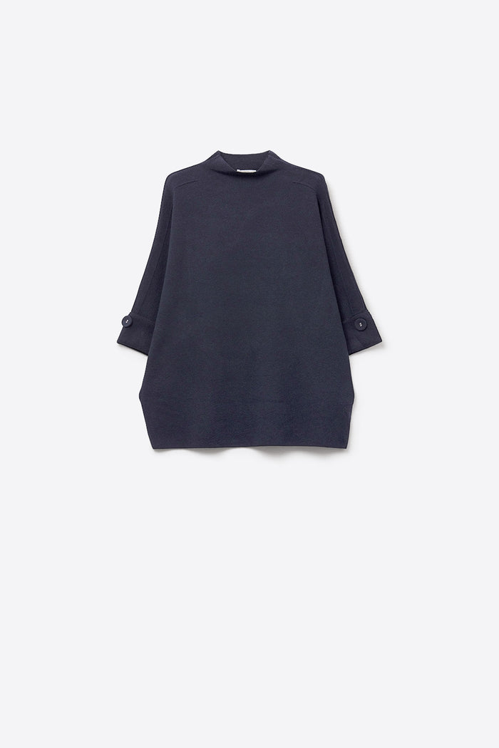 Navy Knitted Sweater with Button Details