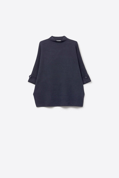 Navy Knitted Sweater with Button Details