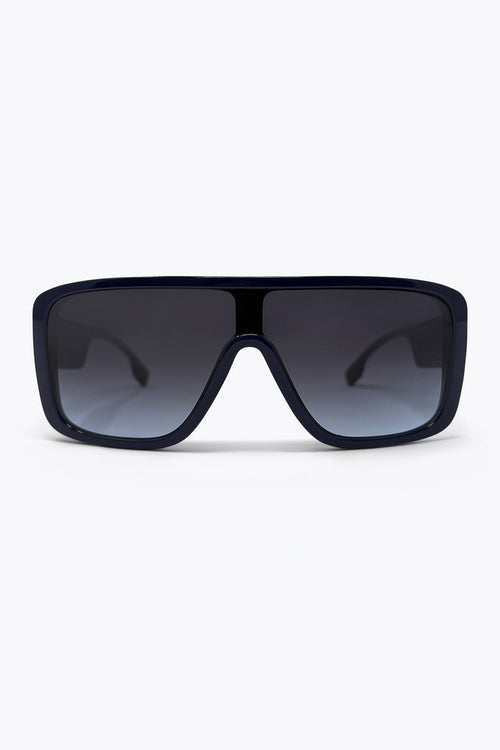 Navy Oversize Square Frame Gradient Lens Shield Sunglasses