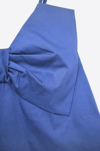 Navy poplin crop top with bow detail
