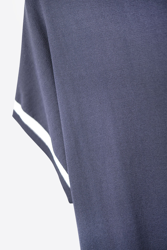 Navy Relaxed Sweater with White Contrast Detail