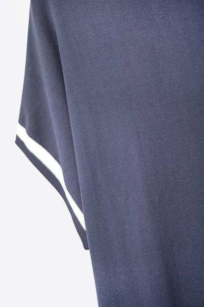Navy Relaxed Sweater with White Contrast Detail