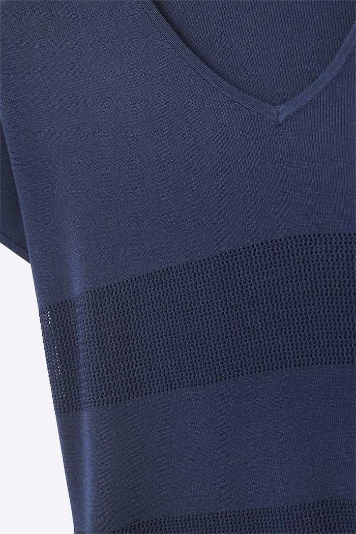 Navy Striped Texture Knit sweater