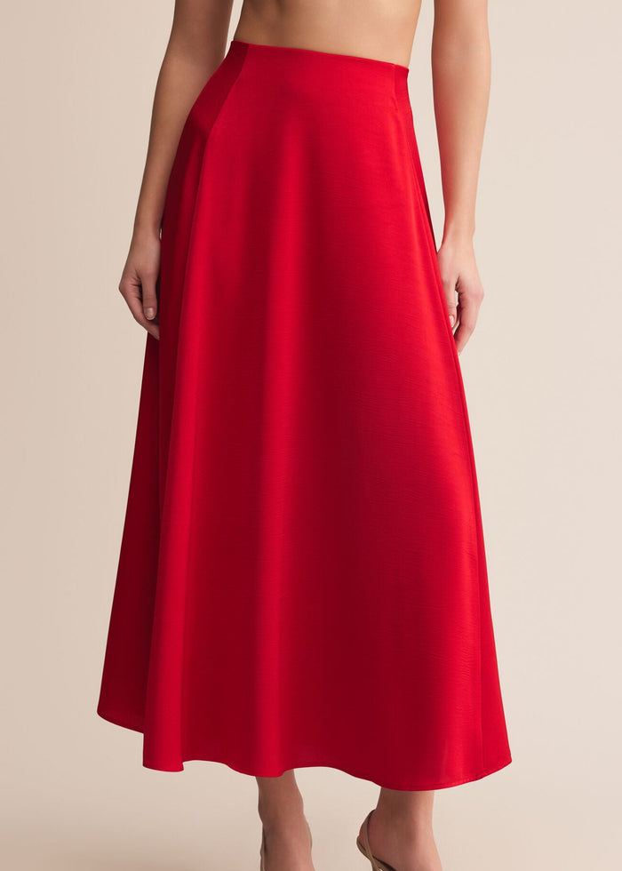 festive red northpointe midi skirt holiday christmas z supply