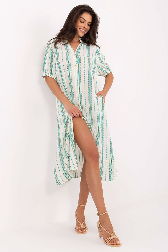 Och Bella Striped Boho Style Dress for Trendy Looks green one-size-fits-all - Dresses