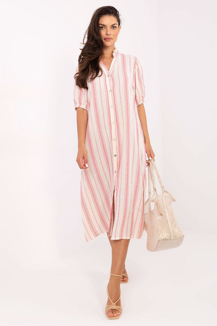Och Bella Striped Boho Style Dress for Trendy Looks pink one-size-fits-all - Dresses