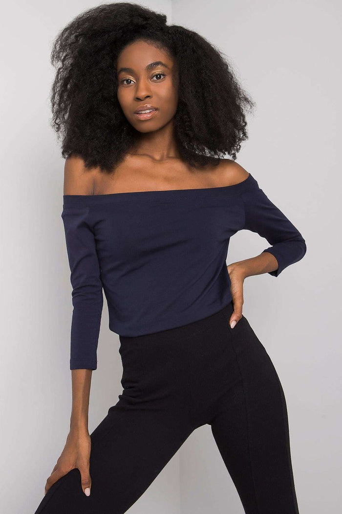 Off-Shoulder Blouse - Trendy Women's Fashion navy blue - Blouses