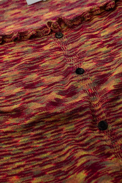 Off The Shoulder Cropped Knitted Top in Rust Melange