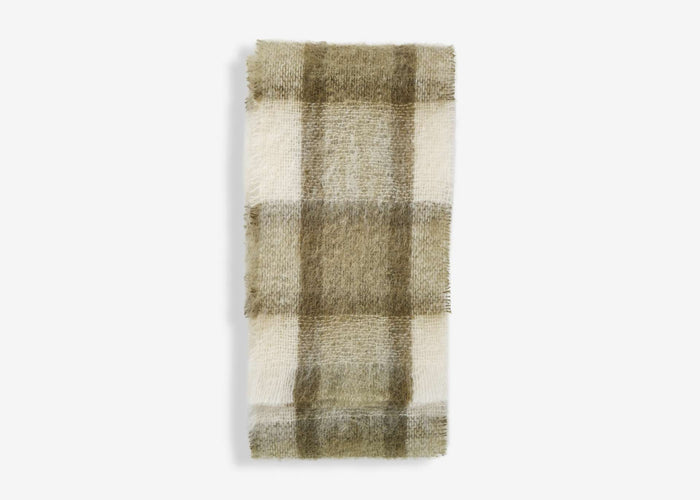 Olive Plaid Drumin Mohair Scarf - Cushendale Woollen Mills