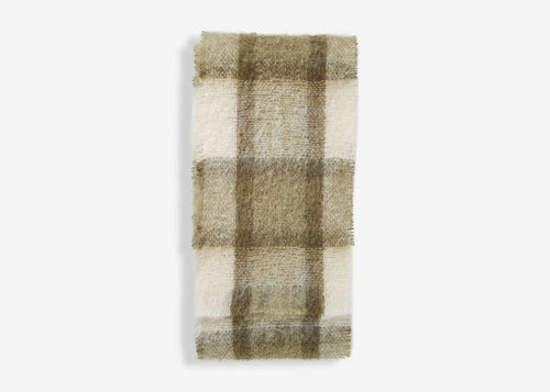 Olive Plaid Drumin Mohair Scarf - Cushendale Woollen Mills
