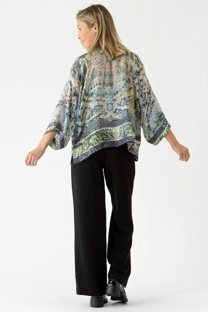 One Hundred Stars KIMTAPBLU Tapestry Sea Blue Kimono - Dotique Chesterfield