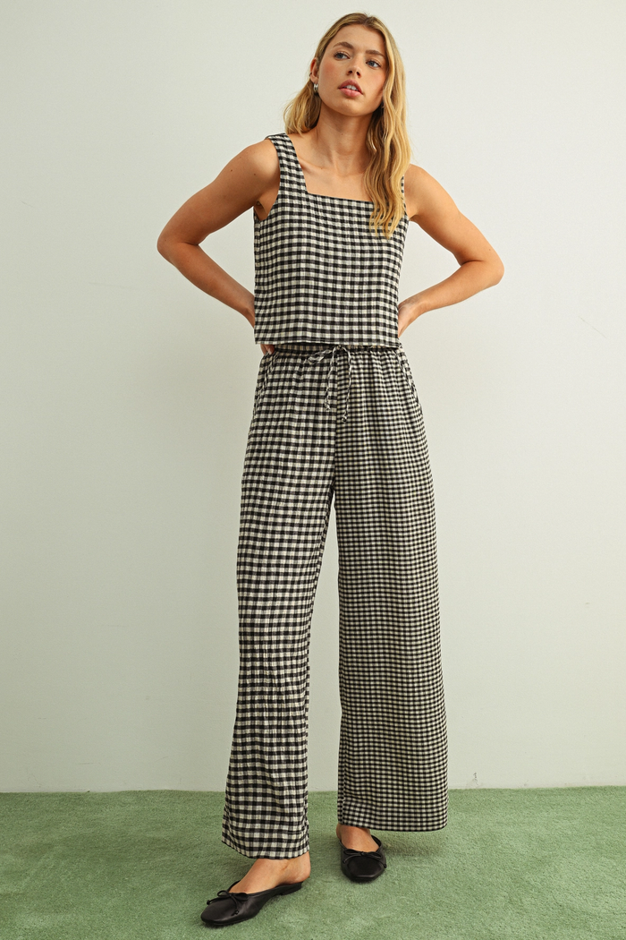 One Way or Another Black and Cream Gingham Sleeveless Top