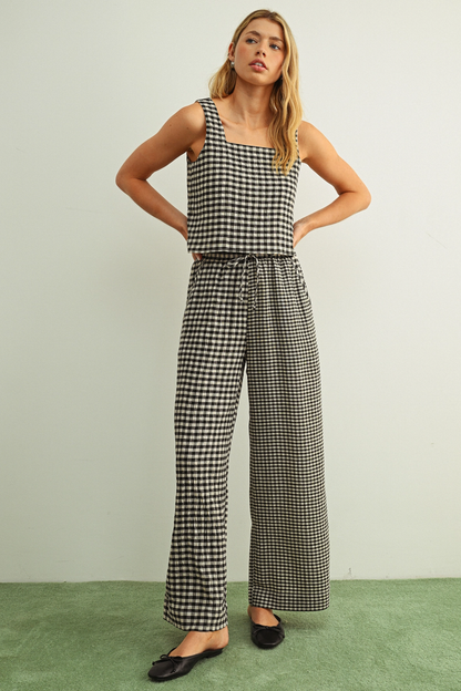 One Way or Another Black and Cream Gingham Sleeveless Top