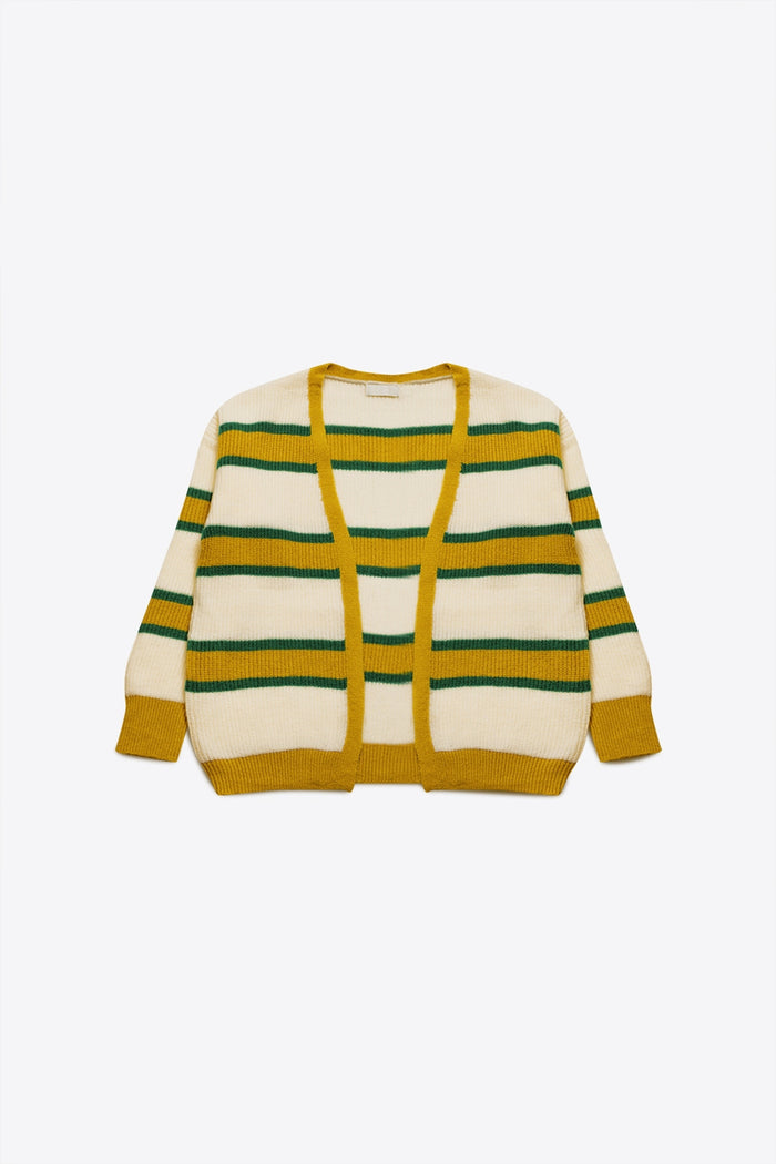 Open front cardi in yellow stripe