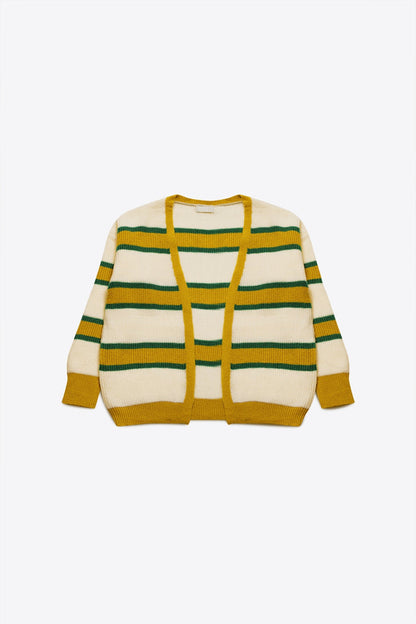Open front cardi in yellow stripe