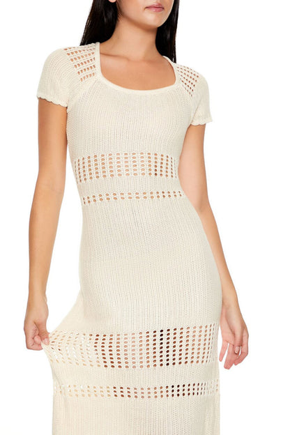 Open-Knit Crochet Midi Dress