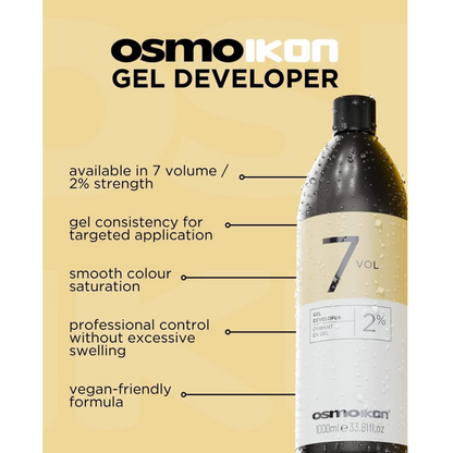 OSMO IKON Gel Developer 7 Vol 2% with a vegan-friendly gel formula for targeted application, smooth colour saturation and professional control without excessive swelling.
