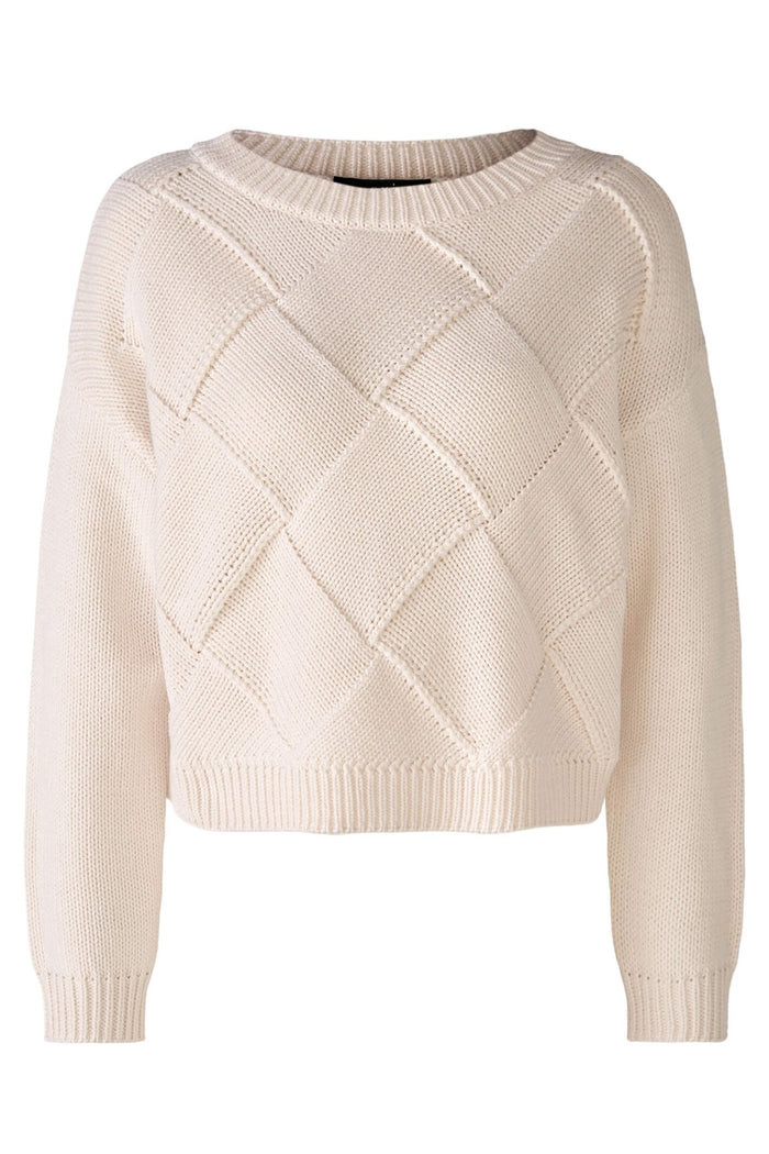 Oui 78276 Pristine Cream Wide Neck Jumper - Dotique Chesterfield