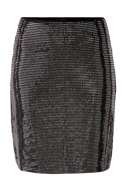 Oui 79695 Rock Black Metallic Shimmer Skirt - Dotique Chesterfield