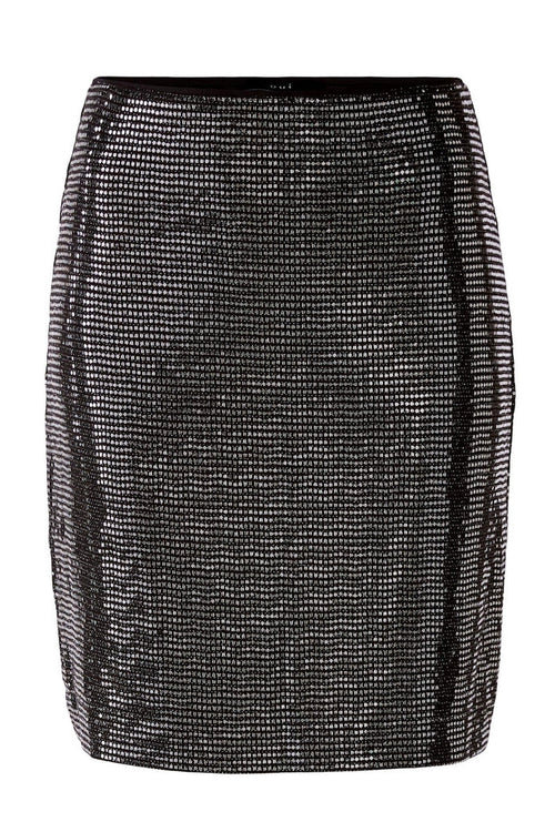 Oui 79695 Rock Black Metallic Shimmer Skirt - Dotique Chesterfield