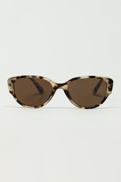 Oval Sunglasses In Havana Brown Gradient Color