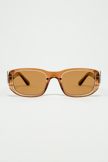 Oval Sunglasses with High Gloss Transparent Camel Frames