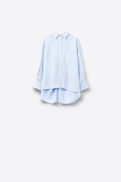 oversized baby blue shirt with bow in the back - Shirts