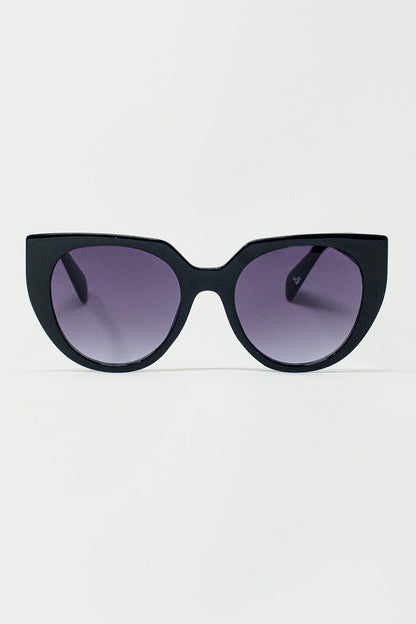 Oversized Cat Eye Sunglasses With Wide Rim in Black