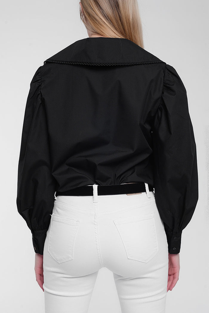 Oversized collared shirt in black - Shirts