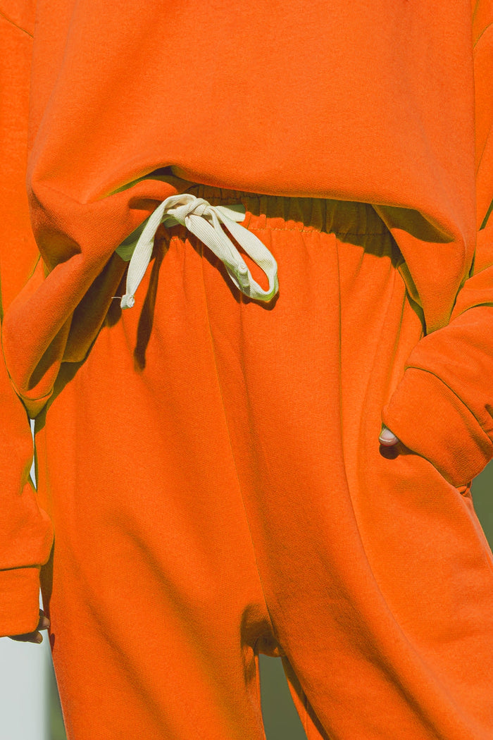 Oversized Jogger with Tie Waist in Bright Orange - trousers